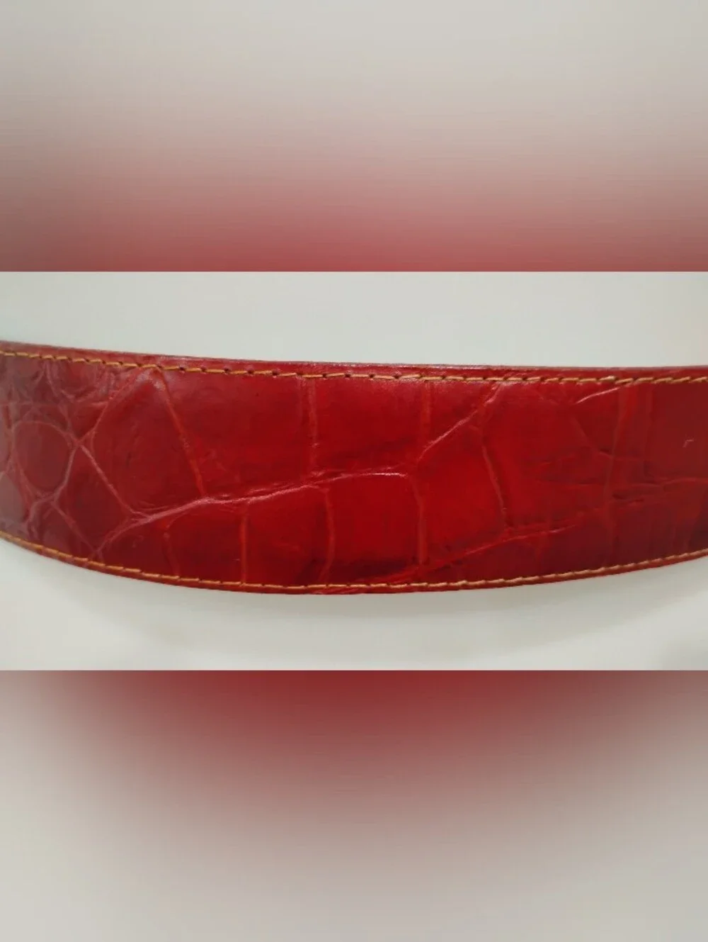 VINTAGE RED ITALIAN ALLIGATOR BELT